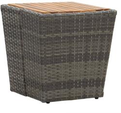 vidaXL Masă de ceai gri 41, 5x41, 5x43 cm poliratan lemn masiv acacia (46198) - comfy