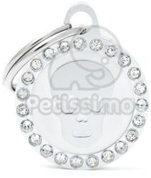 My Family адресник - Блестящ, закръглен череп бял