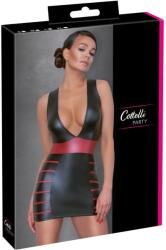 Cottelli Collection Party - csíkos, testre simuló ruha (fekete-vörös) (27178831021) - sexshopcenter