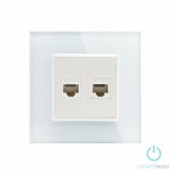 Smarthugo Egyes Fehér Üvegkeretes Dupla LAN Csatlakozó RJ45 (sh1700001)