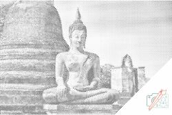  PontPöttyöző - Buddha-szobor Méret: 40x60cm, Keretezés: Keret nélkül (csak a vászon), Szín: Fekete