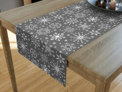 Goldea napron de masă 100% bumbac - fulgi de zăpadă pe gri 35x140 cm