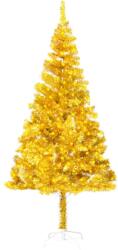 vidaXL Brad de Crăciun artificial cu LED/suport, auriu, 180 cm, PET (3077433)