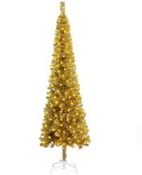 vidaXL Pom de Crăciun subțire cu LED-uri, auriu, 210 cm (3078006)