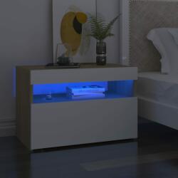 vidaXL Noptieră cu lumini LED, 2 buc. , alb/stejar Sonoma, 60x35x40 cm (3082785)