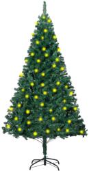 vidaXL Brad de Crăciun artificial cu LED&ramuri groase, verde, 180 cm (3077450)