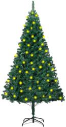 vidaXL Brad de Crăciun artificial cu LED&ramuri groase, verde, 150 cm (3077449)