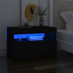 vidaXL Noptieră cu lumini LED, negru, 60x35x40 cm, lemn prelucrat (3082776)