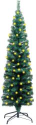 vidaXL Brad de Crăciun artificial subțire LED&suport verde 150 cm PVC (3077750)