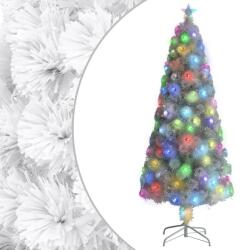 vidaXL Pom de Crăciun artificial cu LED-uri, alb, 180 cm, fibră optică (328451)