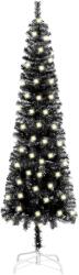 vidaXL Brad de Crăciun subțire cu LED-uri, negru, 150 cm (3077989)