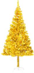vidaXL Brad de Crăciun artificial cu LED&suport, auriu, 210 cm, PET (3077434)