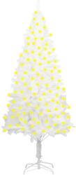 vidaXL Brad de Crăciun artficial cu LED-uri, alb, 210 cm (3077463)
