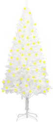 vidaXL Brad de Crăciun artificial cu LED-uri, alb, 150 cm (3077461)