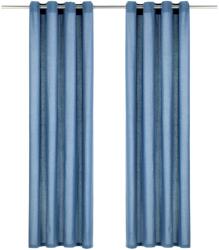 vidaXL Perdele cu inele metalice, 2 buc. , albastru, 140x245 cm, bumbac (134328)