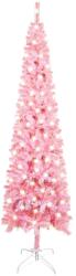 vidaXL Pom de Crăciun subțire cu LED-uri, roz, 210 cm (3077986)