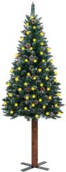 vidaXL Brad de Crăciun subțire cu LED&lemn natural&zăpadă verde 150cm (3077762)