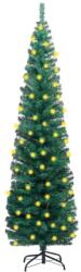 vidaXL Brad Crăciun artificial subțire cu LED&suport verde 240 cm PVC (3077753)