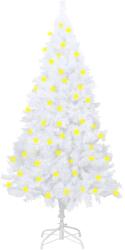 vidaXL Brad de Crăciun artificial cu LED&ramuri groase, alb, 180 cm (3077455)