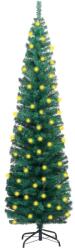 vidaXL Brad de Crăciun artificial subțire LED&suport verde 210 cm PVC (3077752)