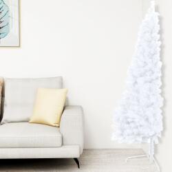 vidaXL Jumătate pom Crăciun artificial cu suport, alb, 150 cm, PVC (328418)