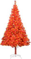 vidaXL Pom de Crăciun artificial cu LED&suport, roșu, 180 cm, PVC (3077428)