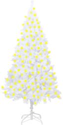 vidaXL Brad de Crăciun artificial cu LED&ramuri groase, alb, 210 cm (3077456)