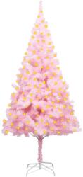 vidaXL Brad de Crăciun artificial cu LED-uri/suport, roz, 180 cm, PVC (3077413)