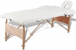 vidaXL Masă de masaj pliabilă 2 părți cadru din lemn Alb-Crem (110078)