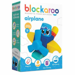 Clics Toys Set cuburi din spuma cu magnet Blockaroo, Avion 10 piese (blockaroo_301002)