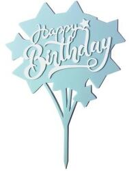 Sziluett beszúró - Happy Birthday kék