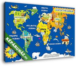  Vászonkép: Egyszerű világtérkép gyerekeknek(145x100 cm)