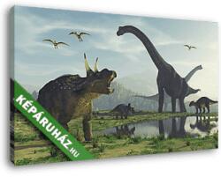 Vászonkép: Dinoszauruszok találkozása(35x20 cm)