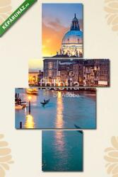 Többrészes Vászonkép, Premium Kollekció: Napnyugta a Velencei Gran Canalban(125x70 cm, S02)