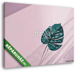Vászonkép: Premium Kollekció: Nagy pálmalevél rózsaszín háttérrel(135x100 cm)