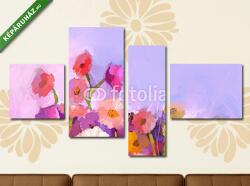 Többrészes Vászonkép, Premium Kollekció: Színes gerbera virágok (olajfestmény reprodukció)(125x70 cm, S02)