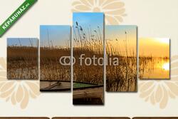 Többrészes Vászonkép, Premium Kollekció: Csónakkal a Balaton partján(135x70 cm, S01)