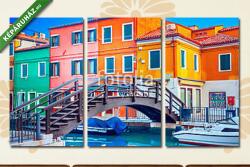 Többrészes Vászonkép, Premium Kollekció: Színes ház Burano, Velence, Olaszország(125x70 cm, L01)