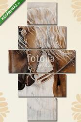 Többrészes Vászonkép, Premium Kollekció: Gyönyörű Haflingi ló festmény(135x70 cm, S01)