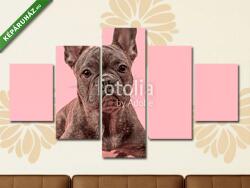 Többrészes Vászonkép, Premium Kollekció: aranyos francia bulldog kutya rózsaszín háttérrel(135x70 cm, S01)