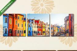 Többrészes Vászonkép, Premium Kollekció: Színes házak Burano, Velence, Olaszország(125x40 cm, B01)