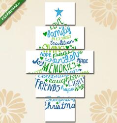 Többrészes Vászonkép, Premium Kollekció: Karácsonyi kártya szó Felhőfa tervezés(135x70 cm, S01)