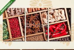 Többrészes Vászonkép, Premium Kollekció: fűszerek és gyógynövények fa dobozban(125x60 cm, L02)