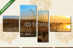 Többrészes Vászonkép, Premium Kollekció: Csónakkal a Balaton partján(125x70 cm, S02)