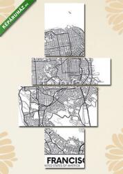  Többrészes Vászonkép, Premium Kollekció: Vector poster map city San Francisco(125x70 cm, S02)
