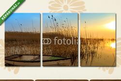 Többrészes Vászonkép, Premium Kollekció: Csónakkal a Balaton partján(125x60 cm, L02)