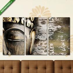 Többrészes Vászonkép, Premium Kollekció: Fa buddha maszk grunge(125x70 cm, L01)