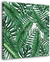 Vászonkép: Vegyes zöldleveles tapétaminta(145x145 cm)