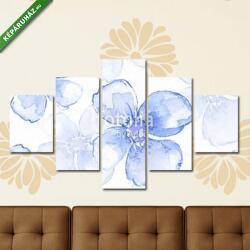 Többrészes Vászonkép, Premium Kollekció: Floral seamless pattern 3. Watercolor background with blue flowe(135x70 cm, S01)