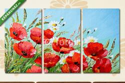 Többrészes Vászonkép, Premium Kollekció: Pipacsok a réten (olajfestmény reprodukció)(125x70 cm, L01)